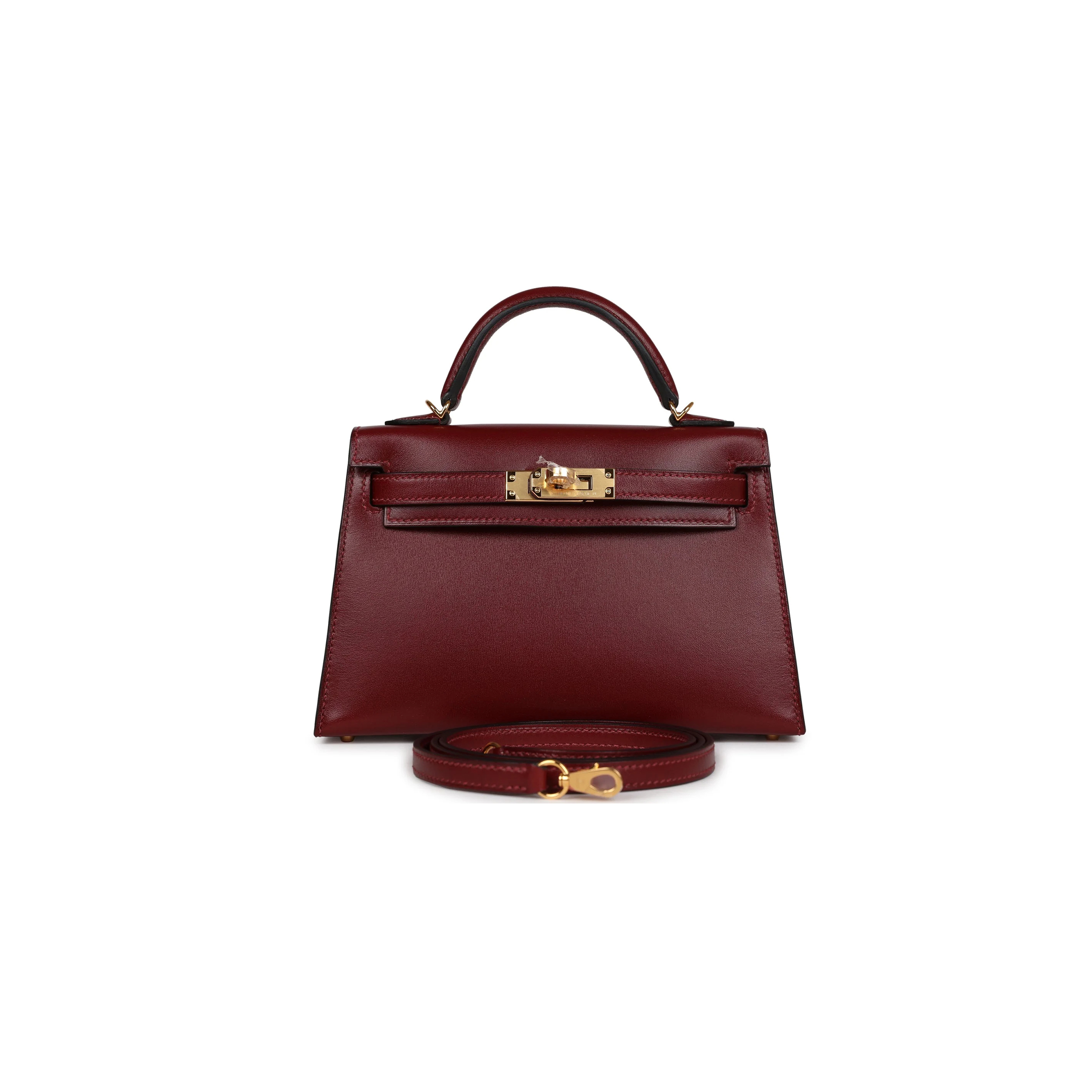 HERMÈS MASTER MINI KELLY II BOX BURGUNDY GOLD HARDWARE (19*12*5.5cm) 